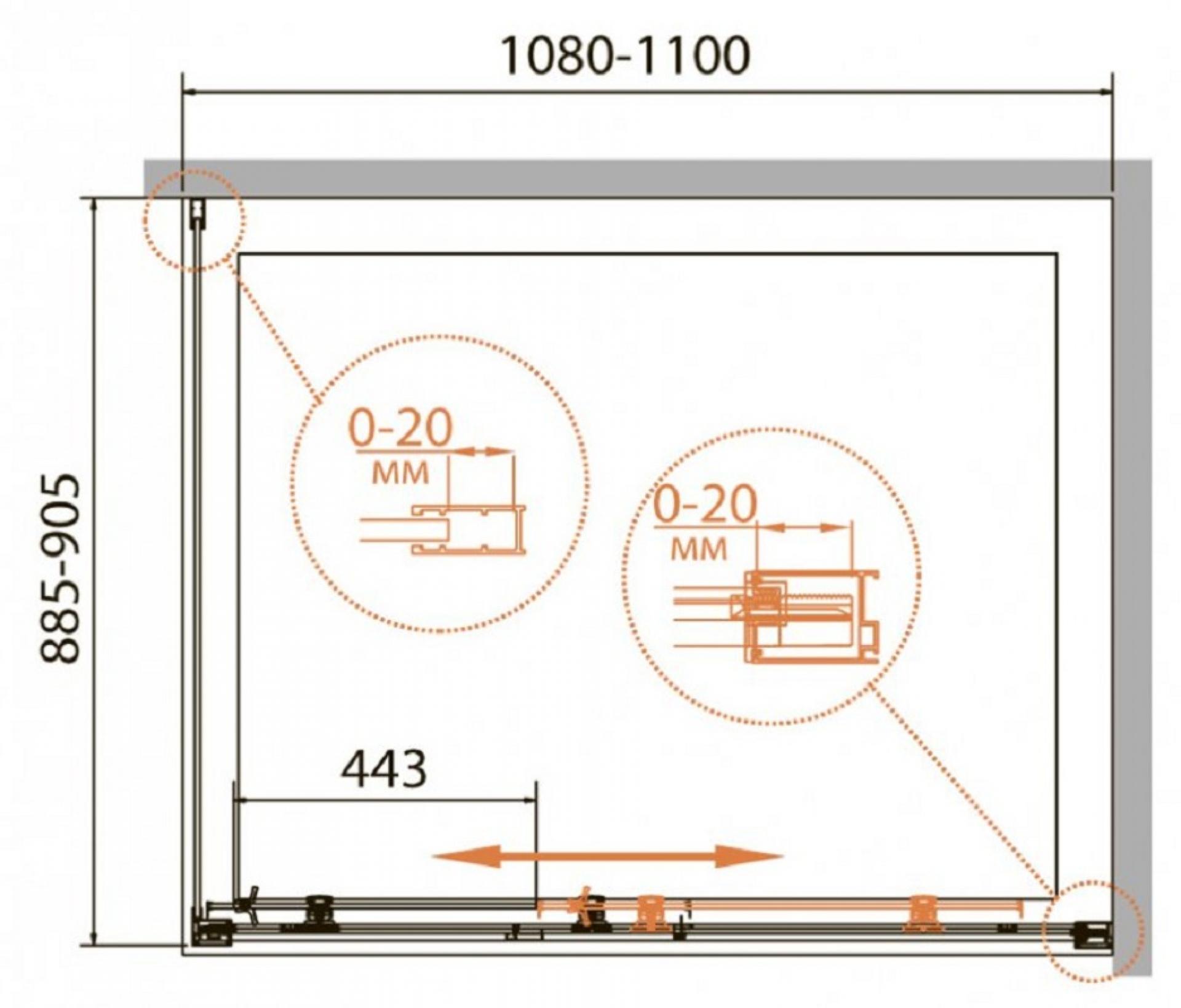 Душевой уголок Cezares RELAX-AHF-1-110/90-P-Bi стекло punto