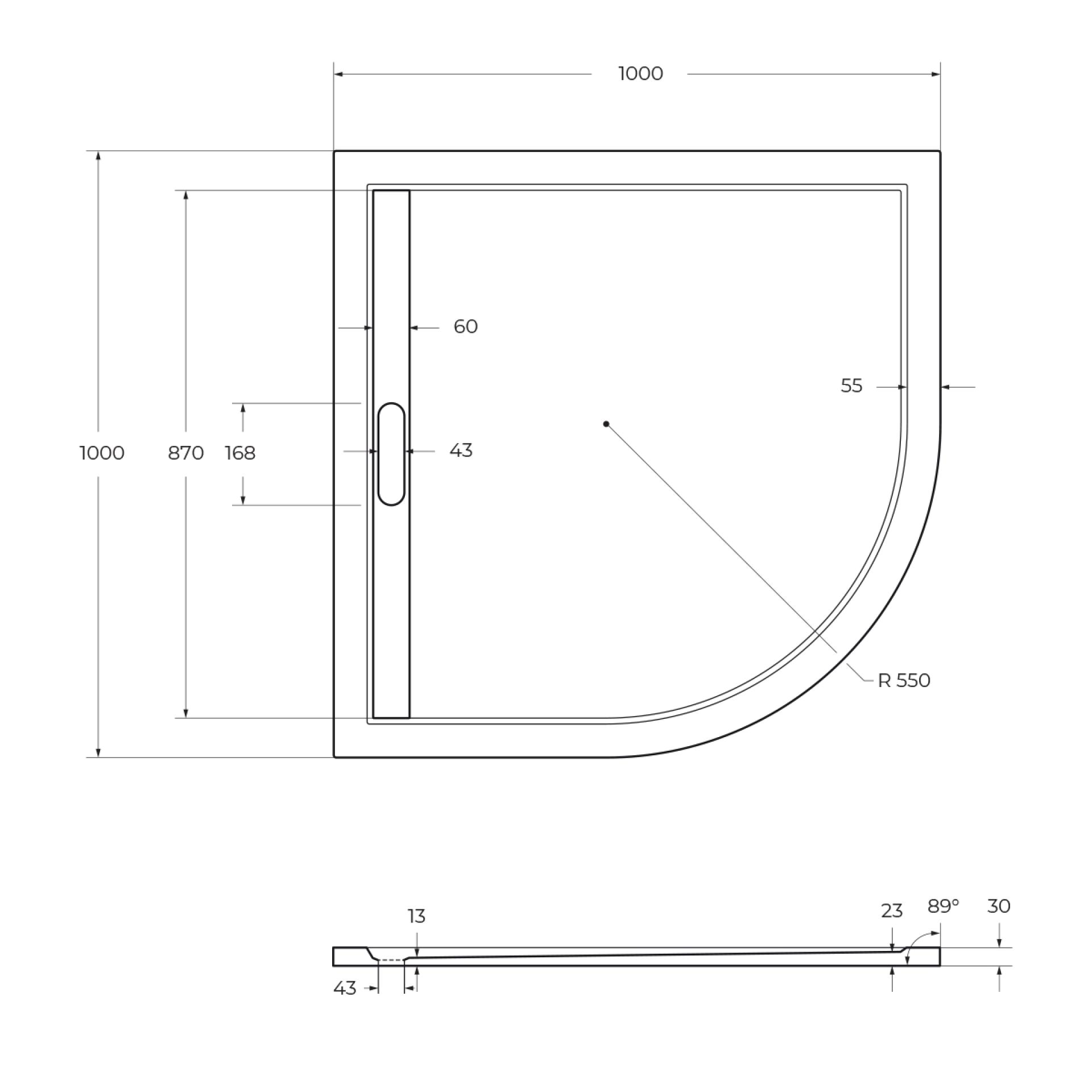 Душевой поддон Cezares 100х100 TRAY-AS-R-100-30-W белый