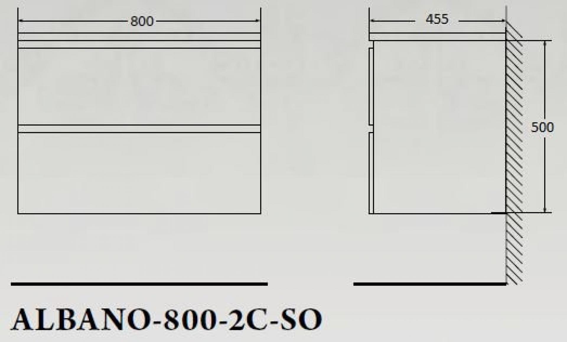 Тумба для комплекта BelBagno ALBANO-800-2C-SO-CVG cemento verona grigio