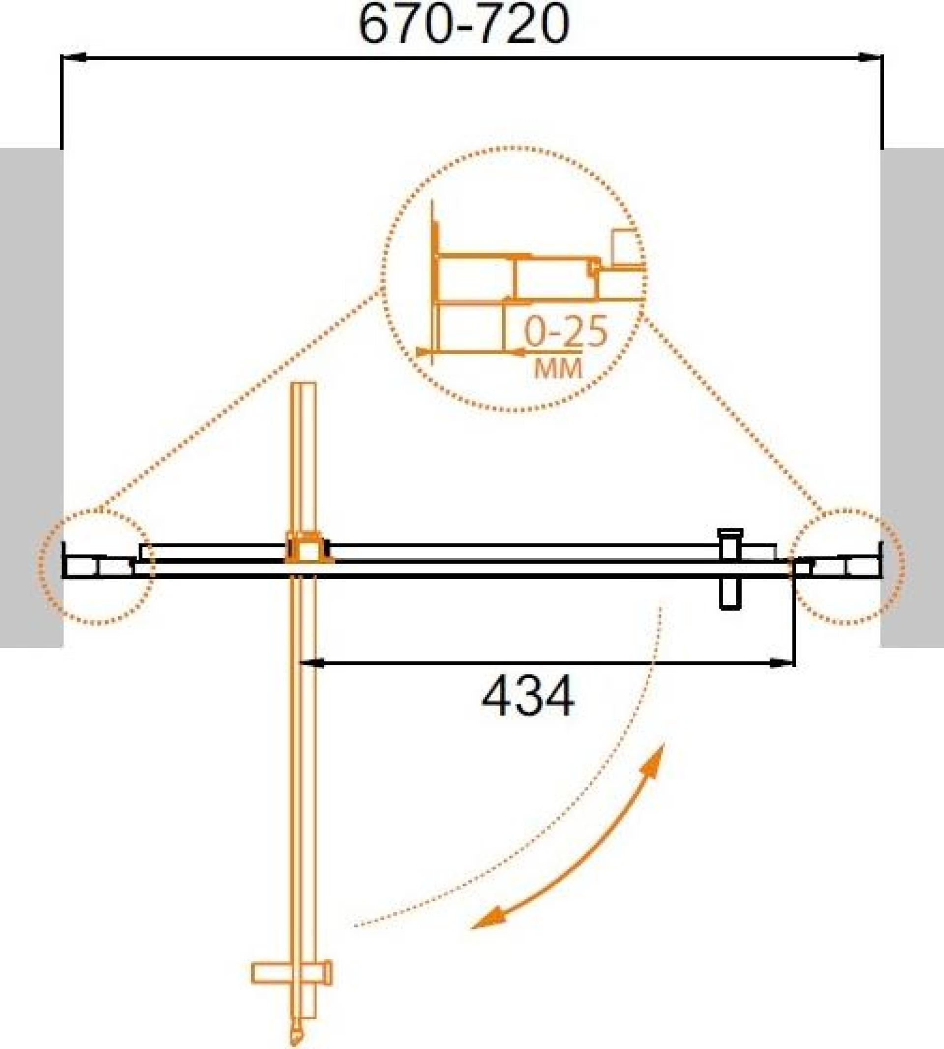 Душевая дверь в нишу Cezares Molveno-BA-1-70-C-Cr-IV