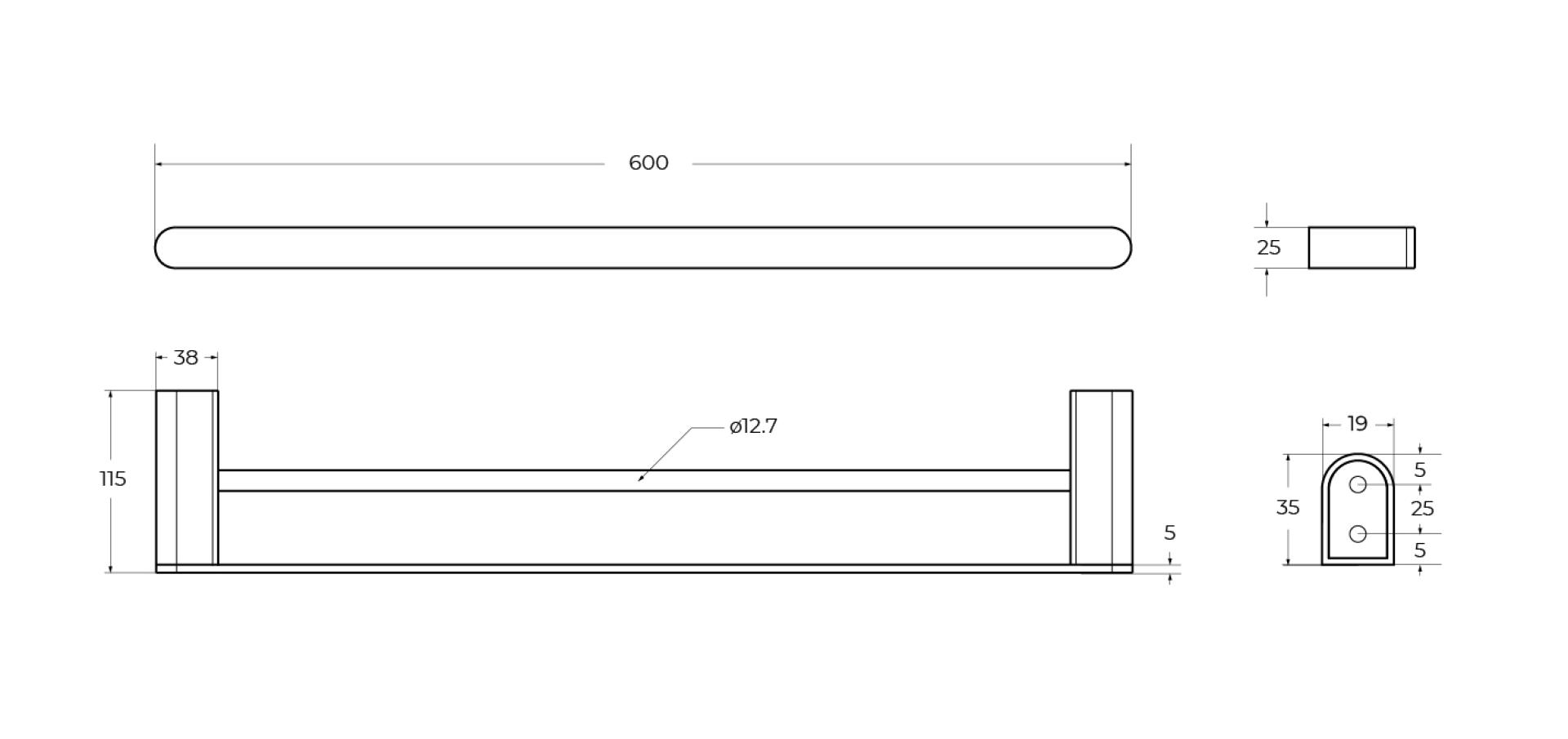 Полотенцедержатель двойной Cezares Stylus STYLUS-THD-60-NOP черный матовый