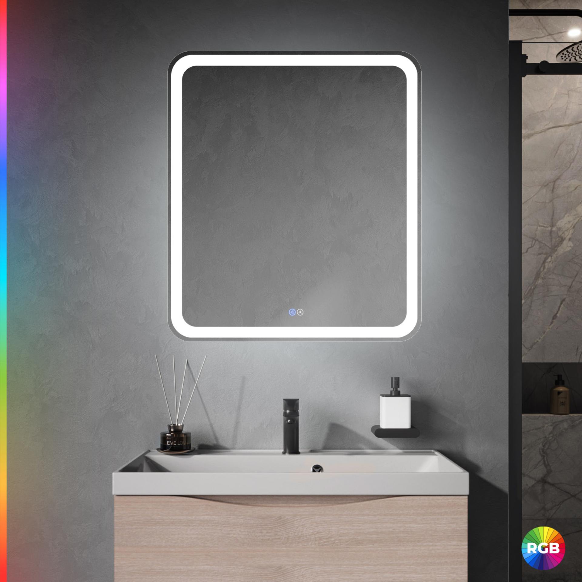 Зеркало Cezares 70х80 CZR-SPC-MC-700-800-RGB-TCH с подсветкой