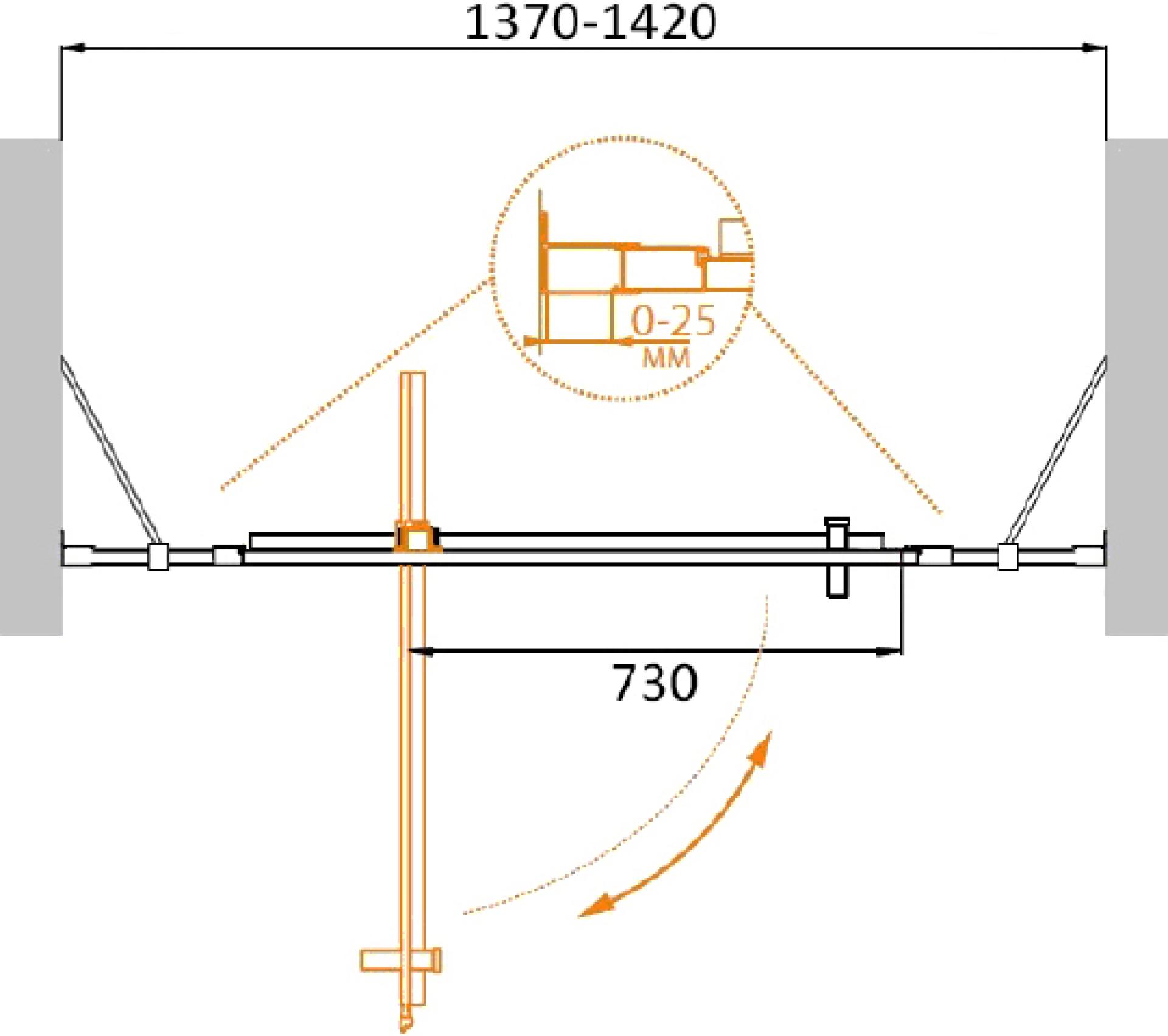 Душевая дверь в нишу Cezares MOLVENO-BA-12-100+40-P-Cr стекло punto