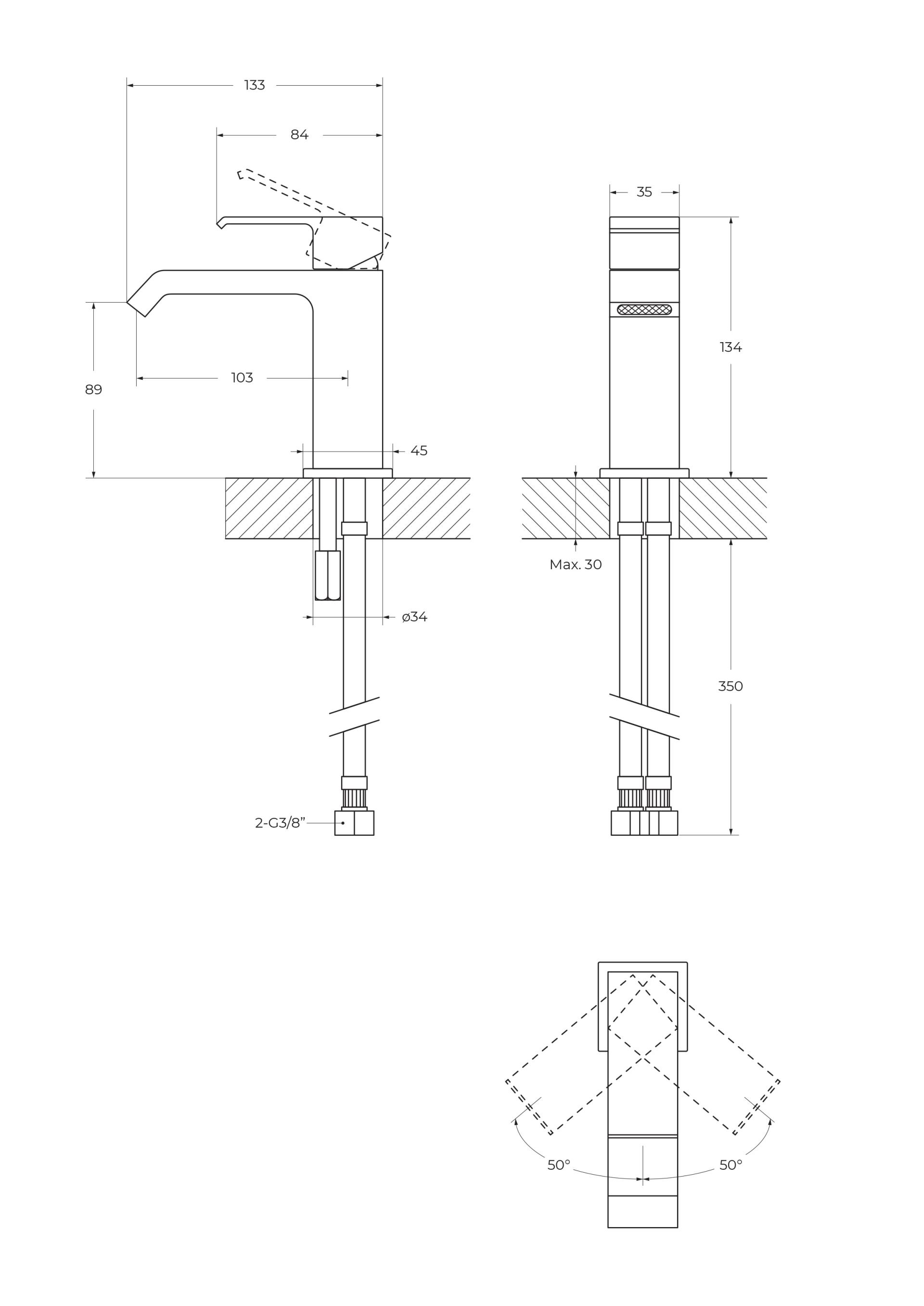 Смеситель для раковины Cezares Porta PORTA-LS1-SR sunrise