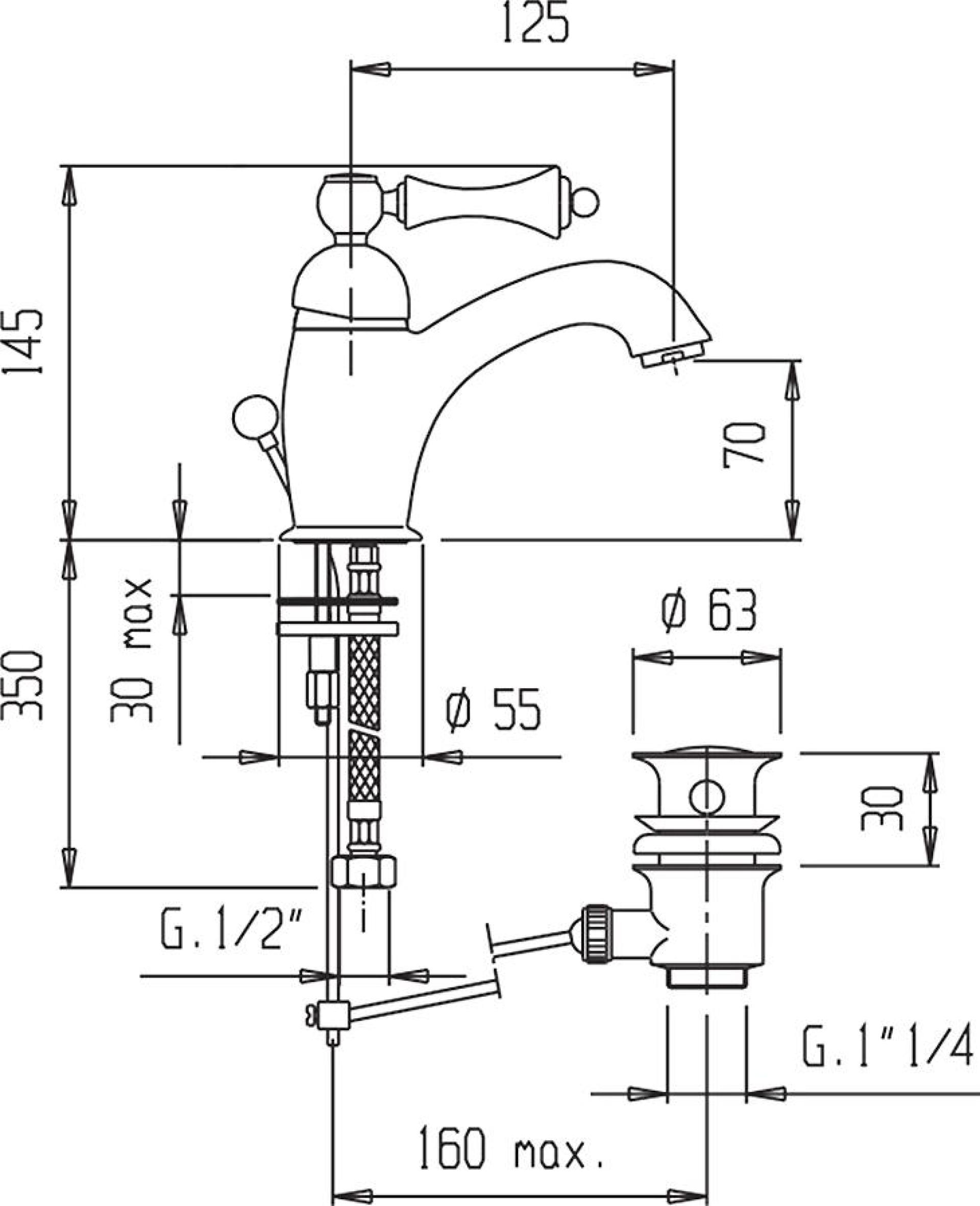 Смеситель Cezares Margot MARGOT-LSM1-02-Bi для раковины