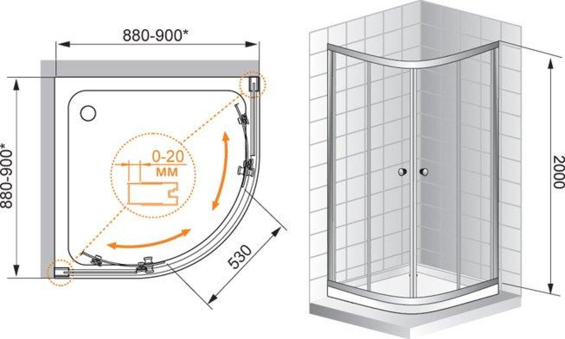 Душевой уголок Cezares Anima W R2 100 P Cr