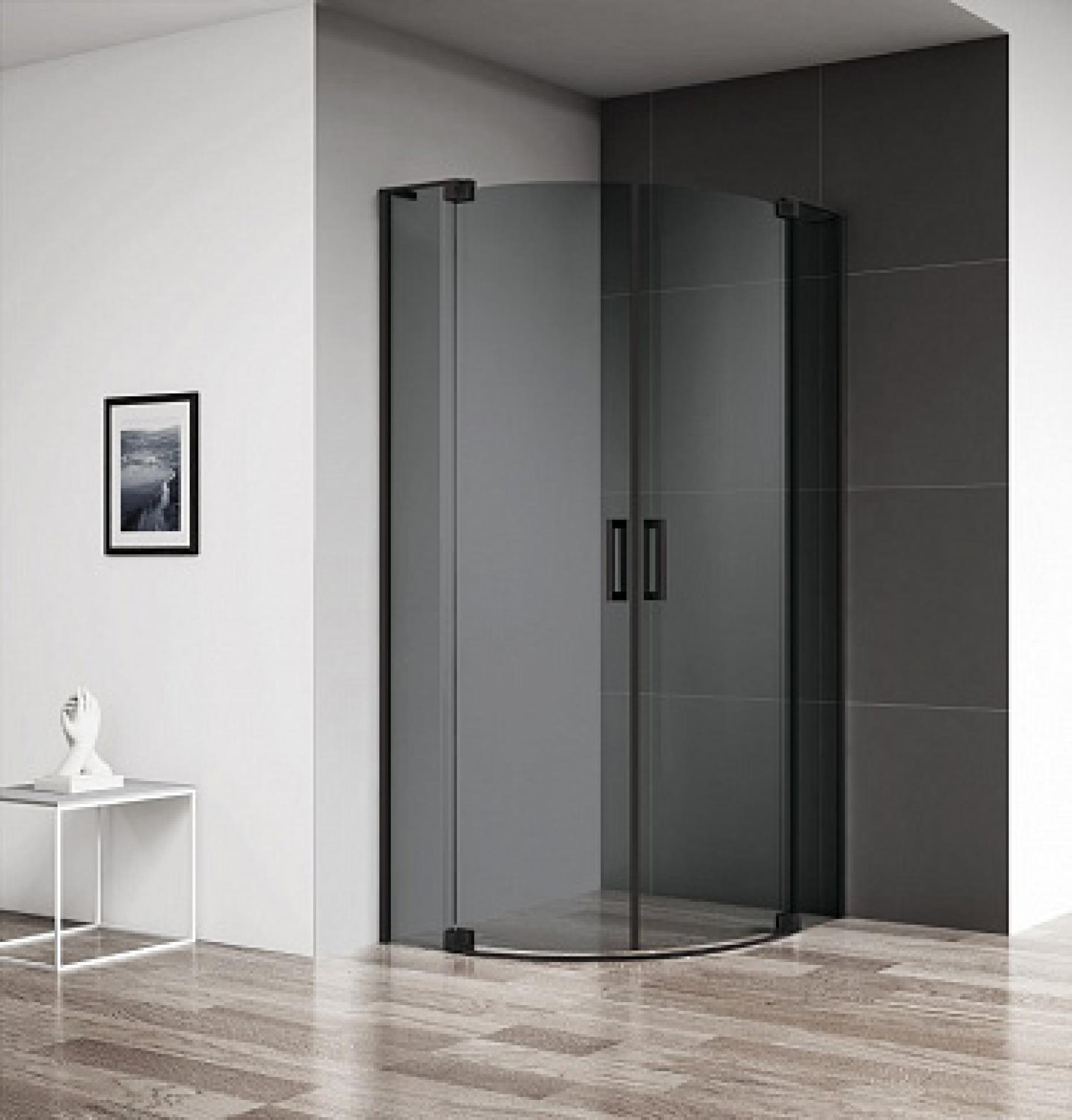 Душевой уголок Cezares Slider 90х90 SLIDER-R-2-90/100-GRIGIO-NERO профиль черный, стекло тонированное