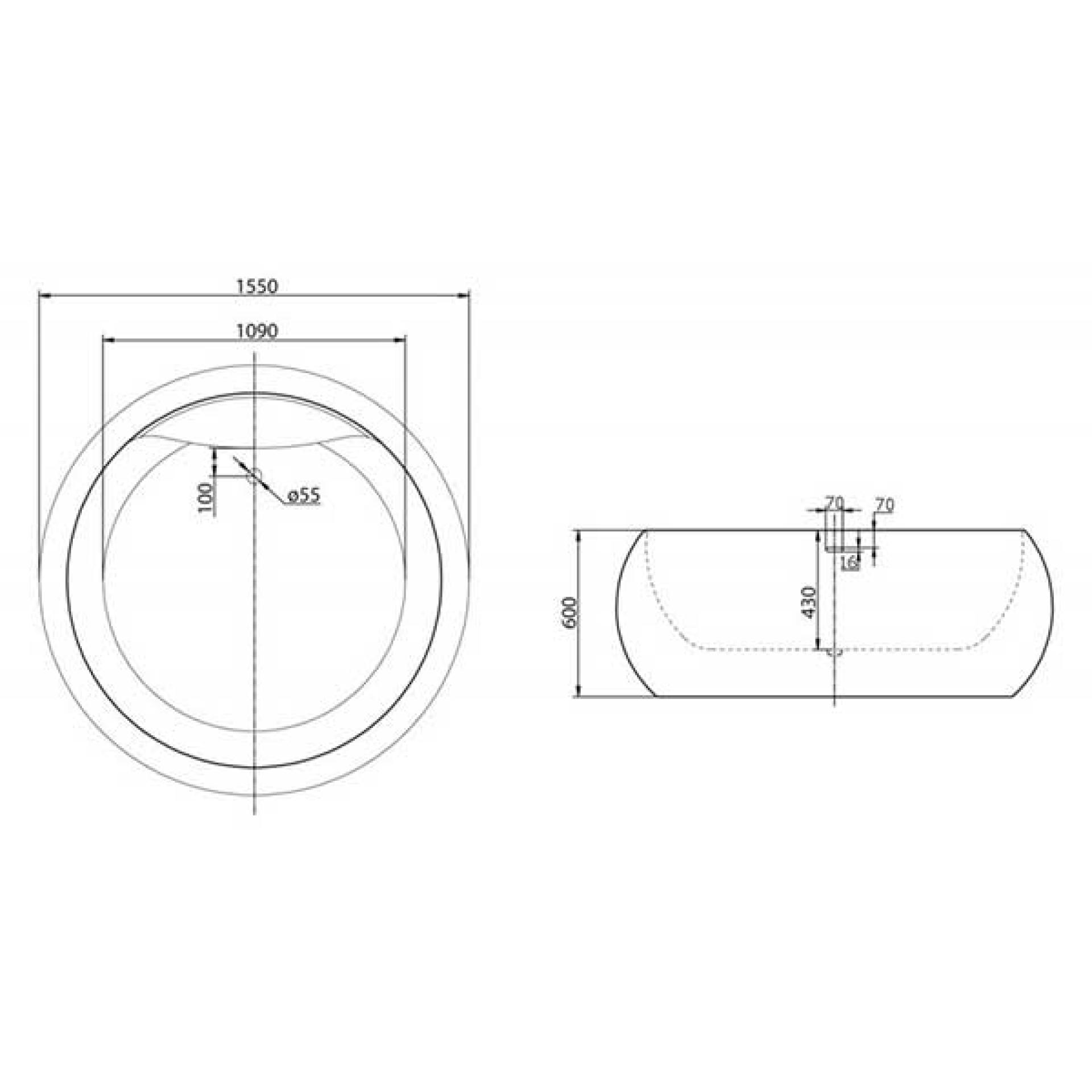 Акриловая ванна BelBagno BB30-1550