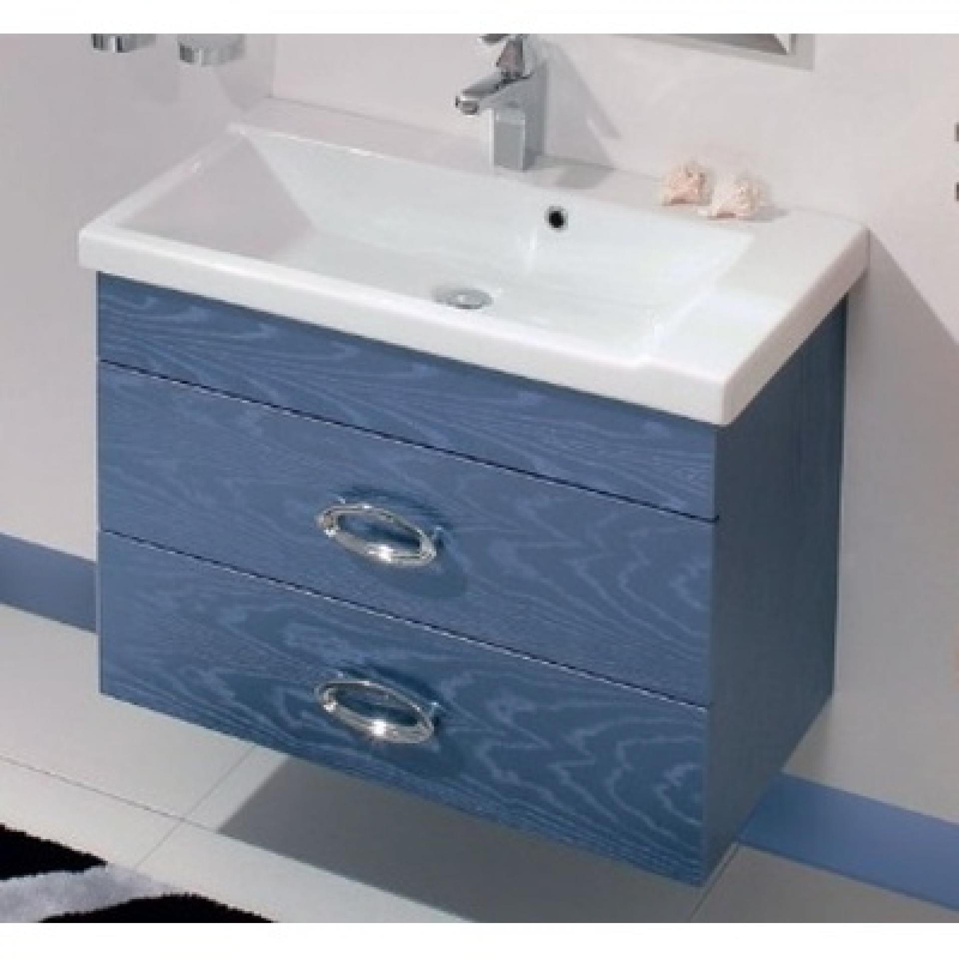 голубая раковина для ванной с тумбой