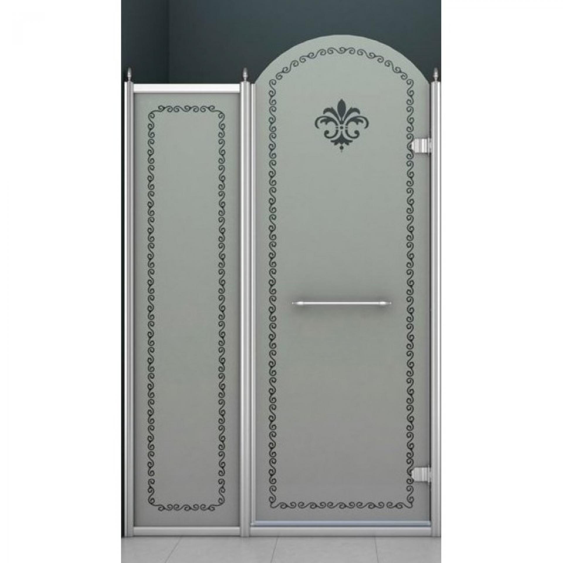 Душевая дверь в нишу Cezares RETRO-A-B-11-120-PP-Cr-R матовое с прозрачным  принтом