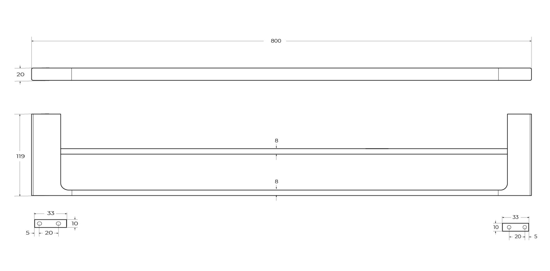 Полотенцедержатель двойной Cezares Slider SLIDER-THD-80-GM оружейная сталь