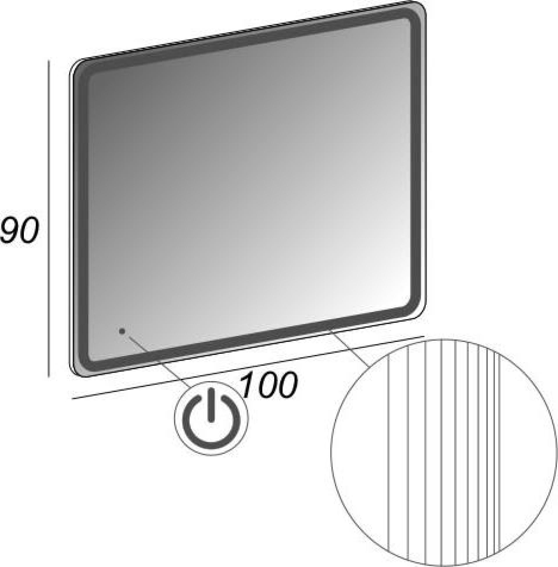 Зеркало Cezares 44996 c LED-подсветкой touch system 100х90