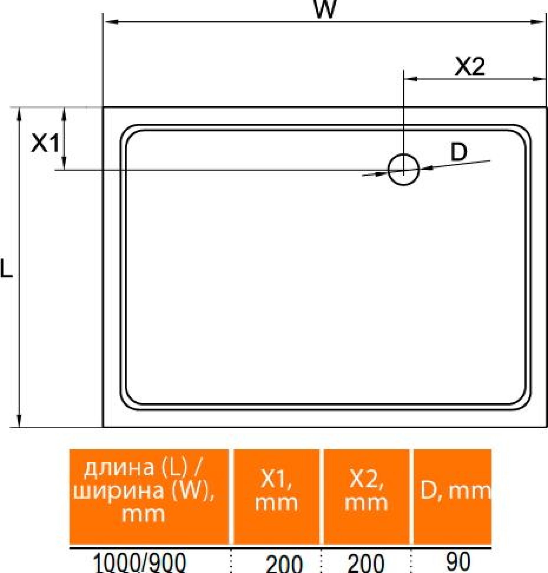 Поддон для душа Cezares SMC AH 100x90 см