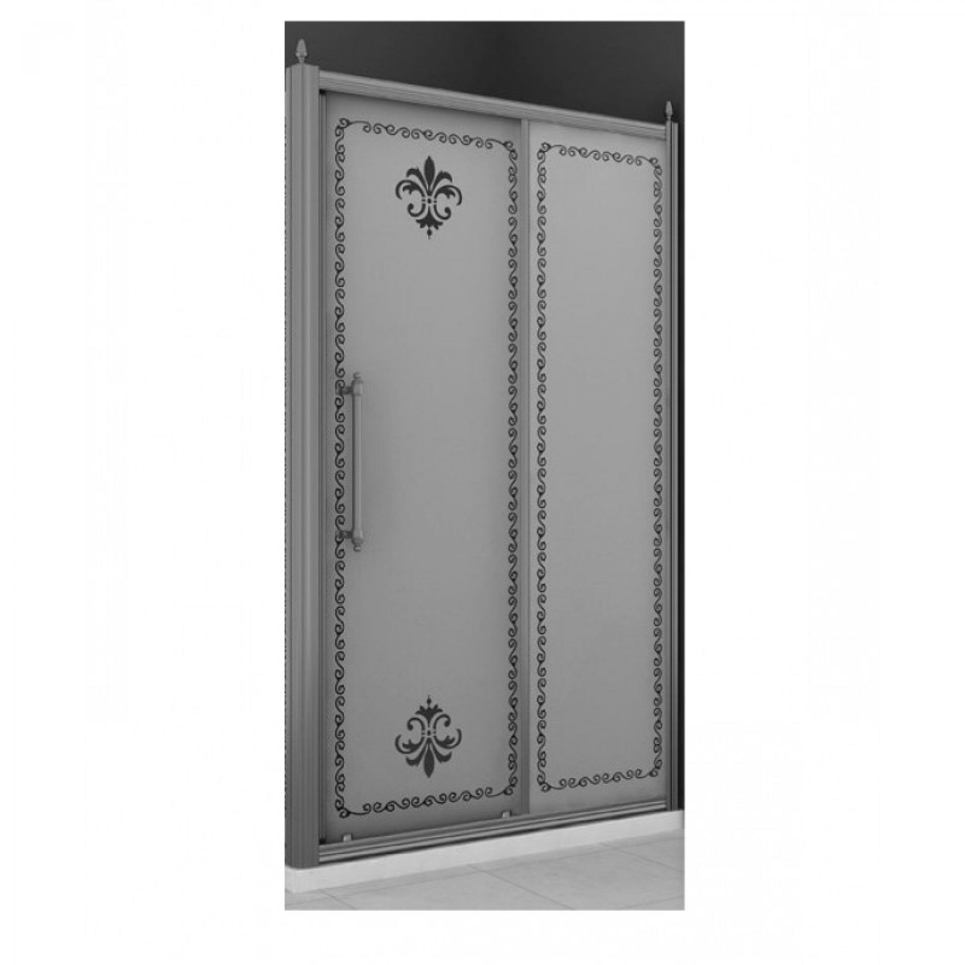 Душевая дверь в нишу Cezares RETRO-A-BF-1-110-PP-Cr матовое с прозрачным  принтом