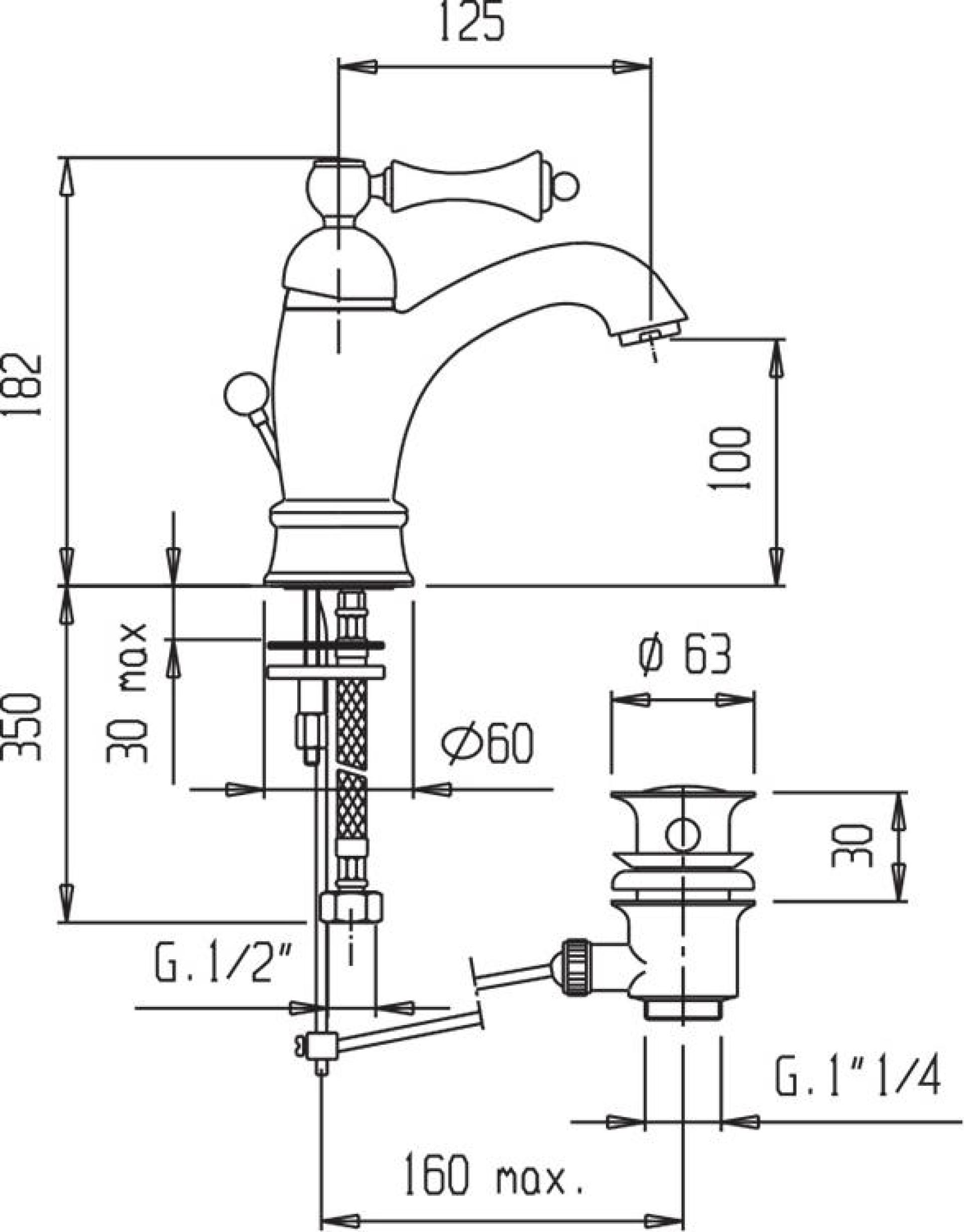 Смеситель Cezares Margot MARGOT-LSM1-A-02-Bi для раковины