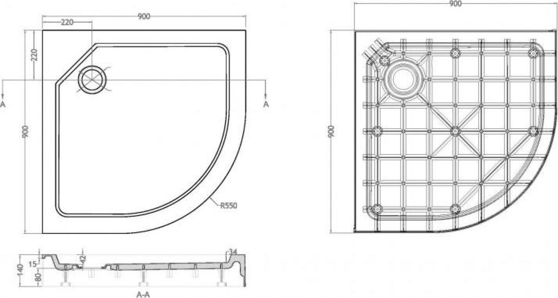 Душевой поддон Cezares Tray-SMC 90x90 см TRAY-SMC-R-90-550-150-W