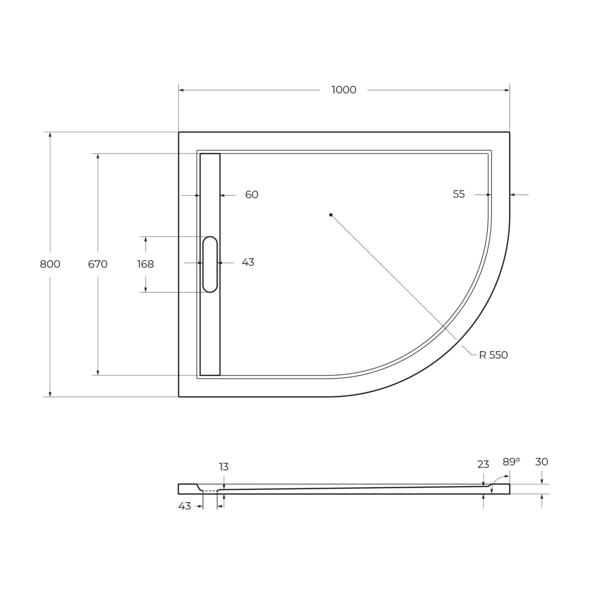 Душевой поддон Cezares 100х80 TRAY-AS-RH-100/80-30-W-L белый