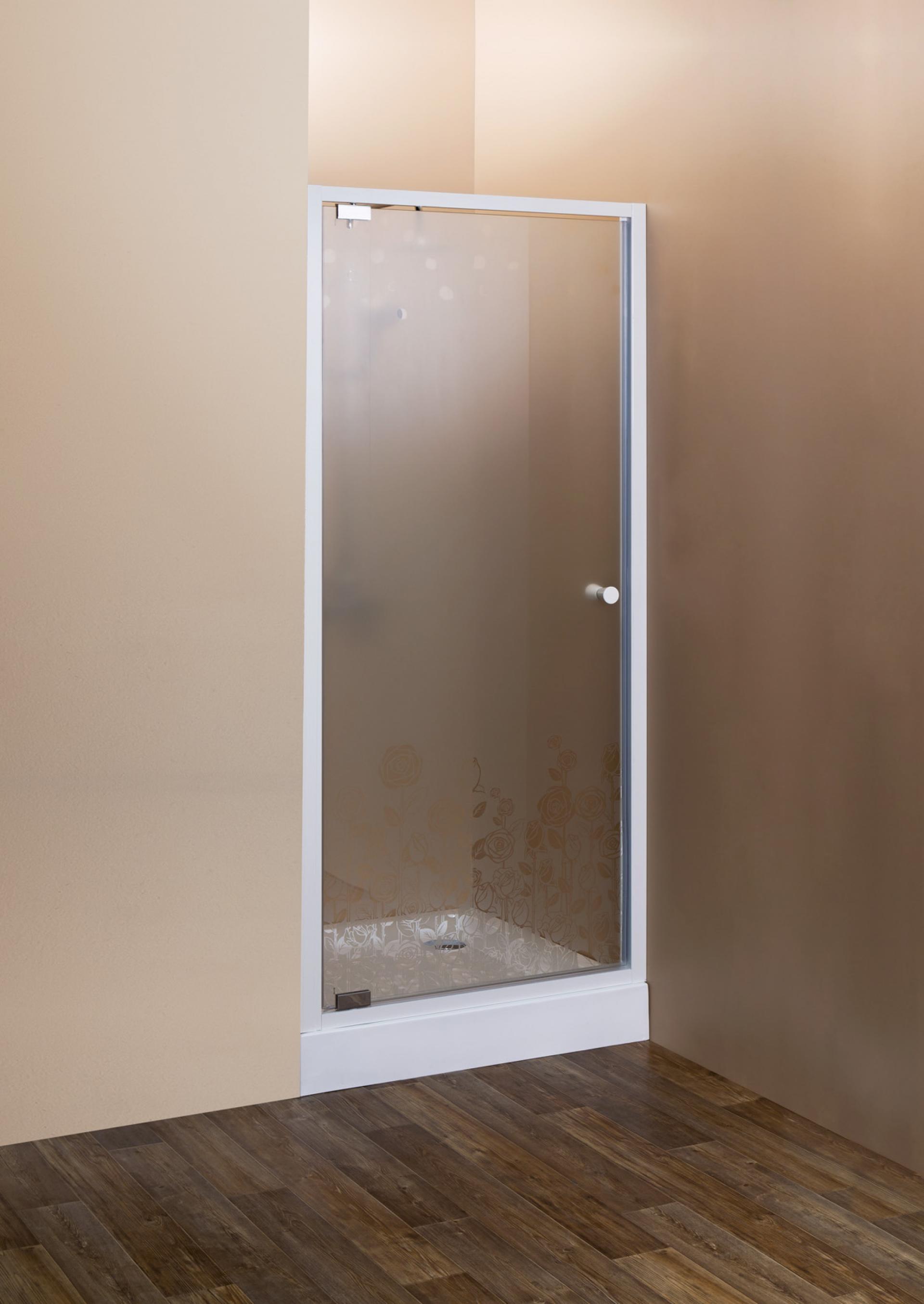 Душевая дверь в нишу Cezares ROSA-R-BA-1-60-RO-Bi матовое с прозрачным принтом