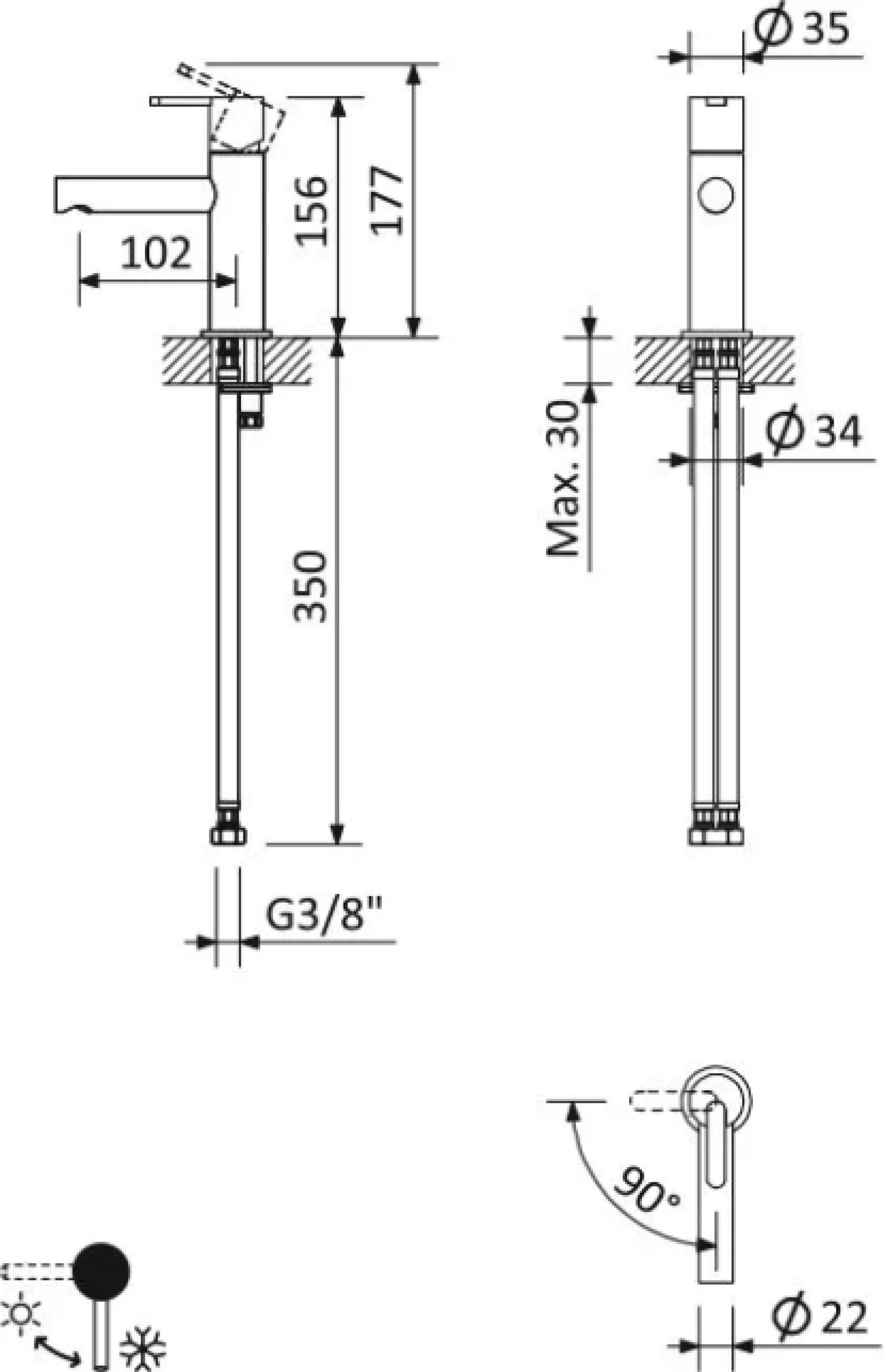 Смеситель для раковины Cezares LEAF-LSM1-01-W0, хром