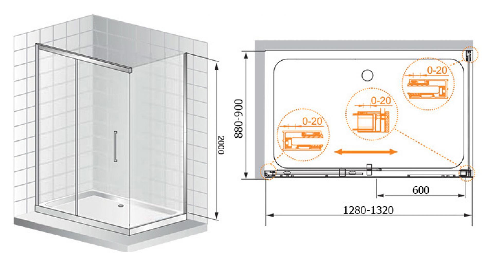 Душевой уголок Cezares Premier Soft W AH1 130/90 C Cr IV