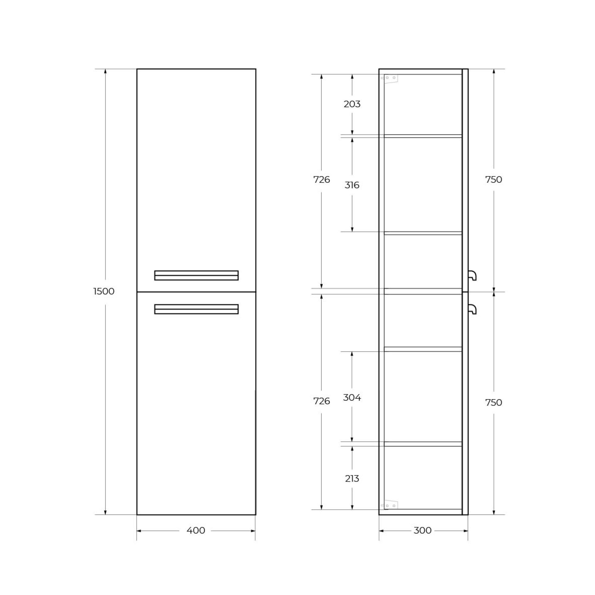 Шкаф Cezares Eco 40 ECO-1500-2A-SC-BL Bianco Lucido