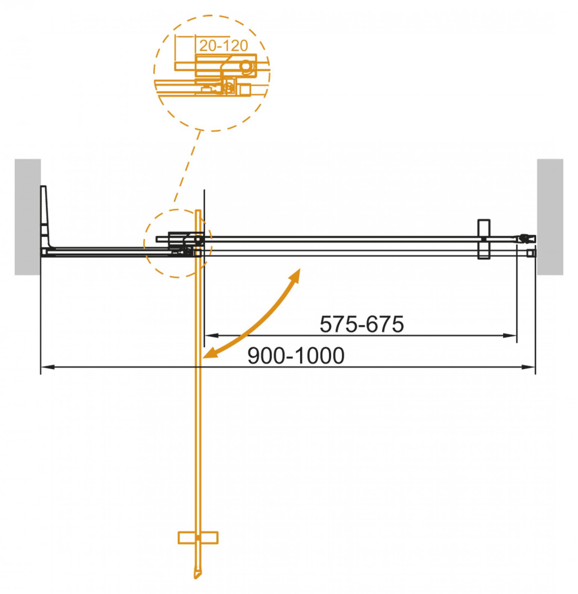 Душевая дверь в нишу Cezares SLIDER-B-1-90/100-C-NERO стекло прозрачное