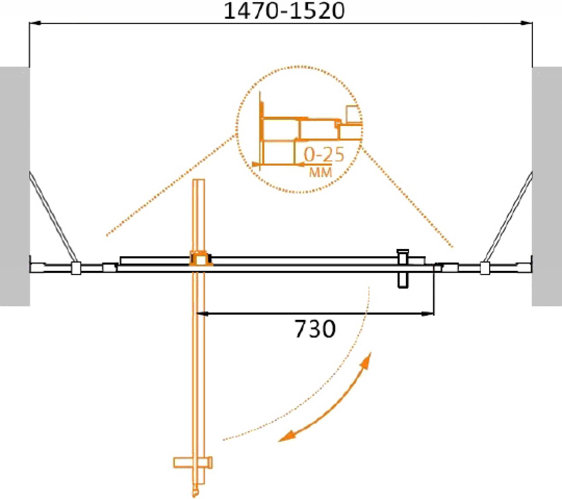 Душевая дверь в нишу Cezares MOLVENO-BA-12-100+50-P-Cr стекло punto