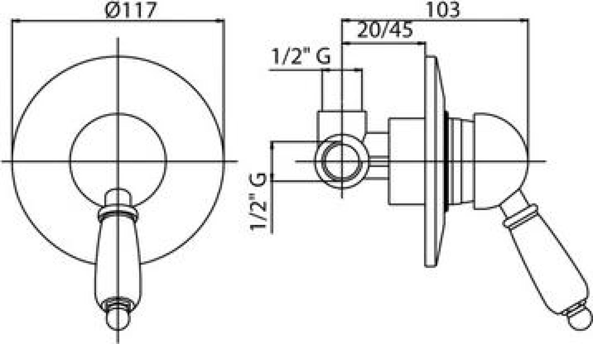 Смеситель для душа Cezares ELITE-DIM-03-Bi, золото