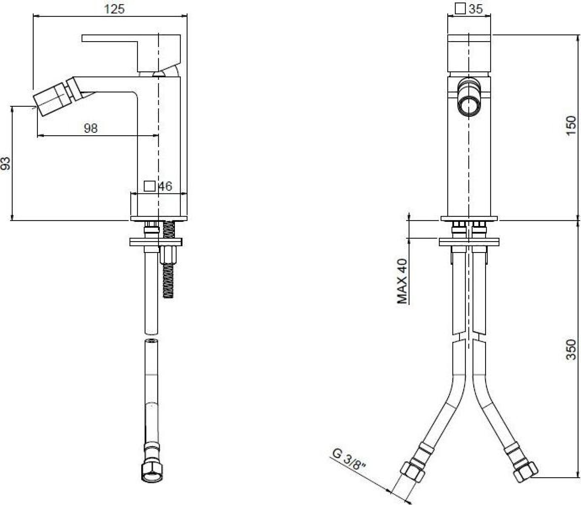 Смеситель для биде Cezares UNIKA-BSM1-03/24-W0, золото