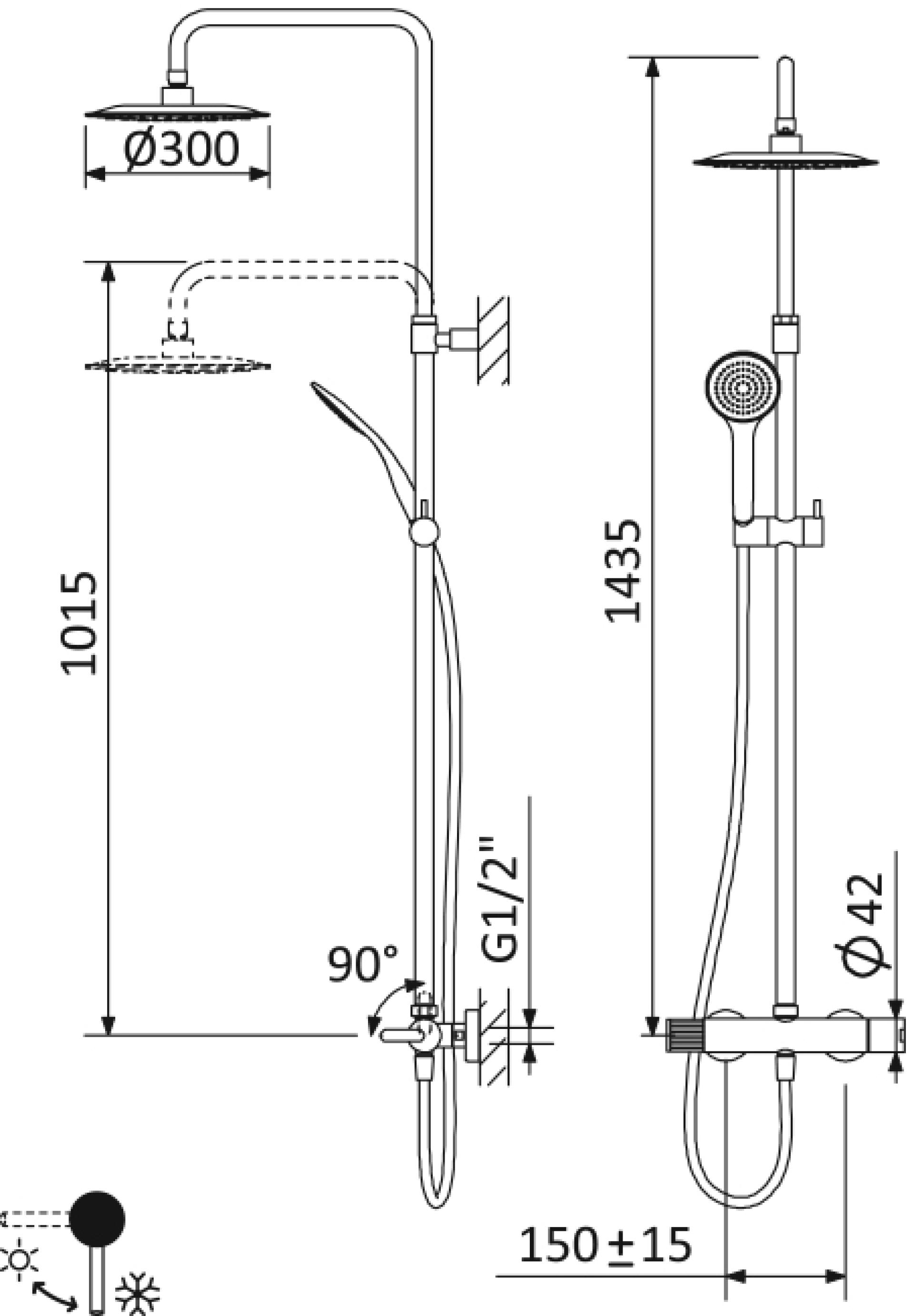 Душевая стойка Cezares Leaf LEAF-CDA-30-L-SR sunrise