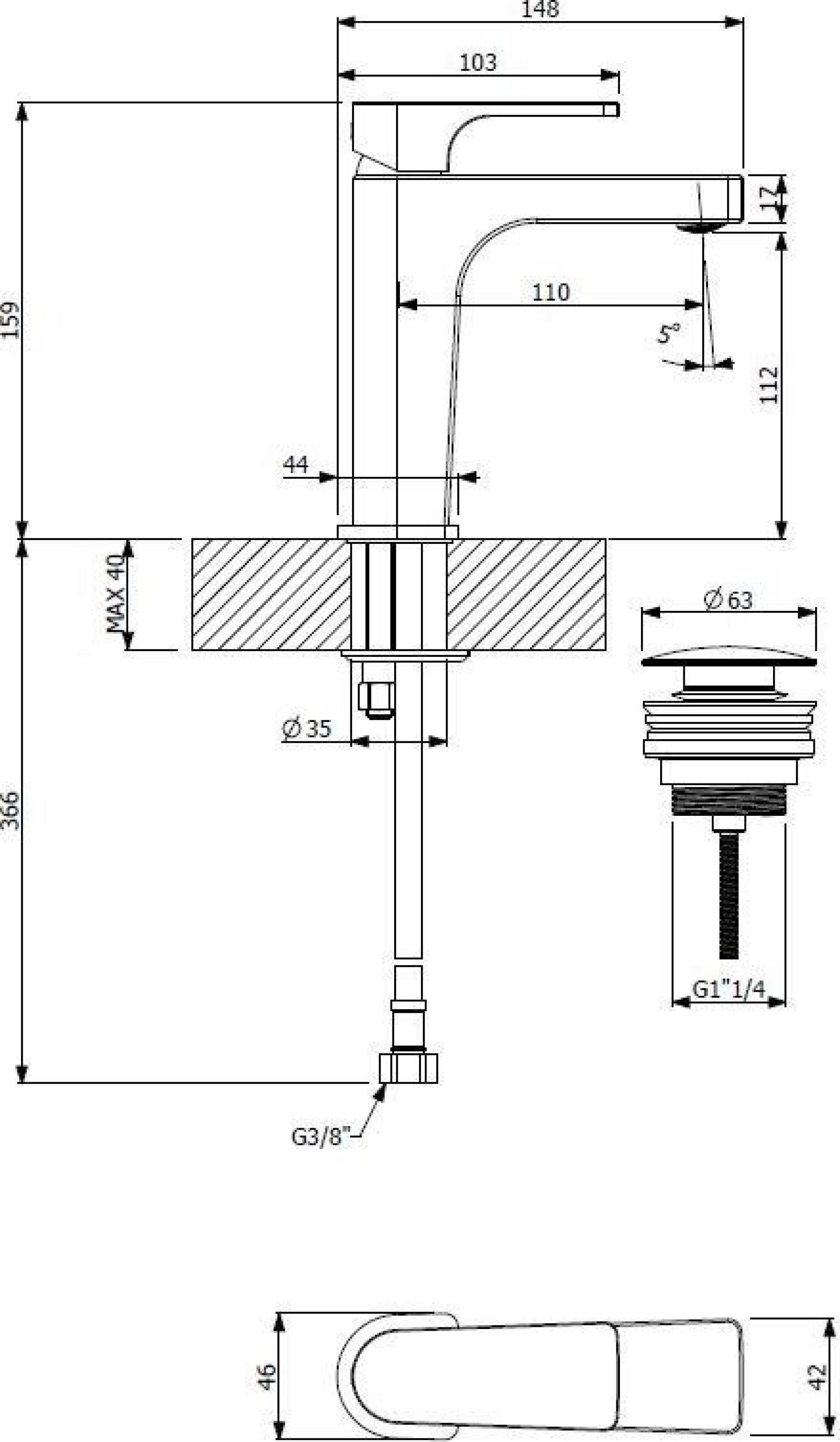 Смеситель для раковины Cezares LAGOS-LSM1-NB, никель