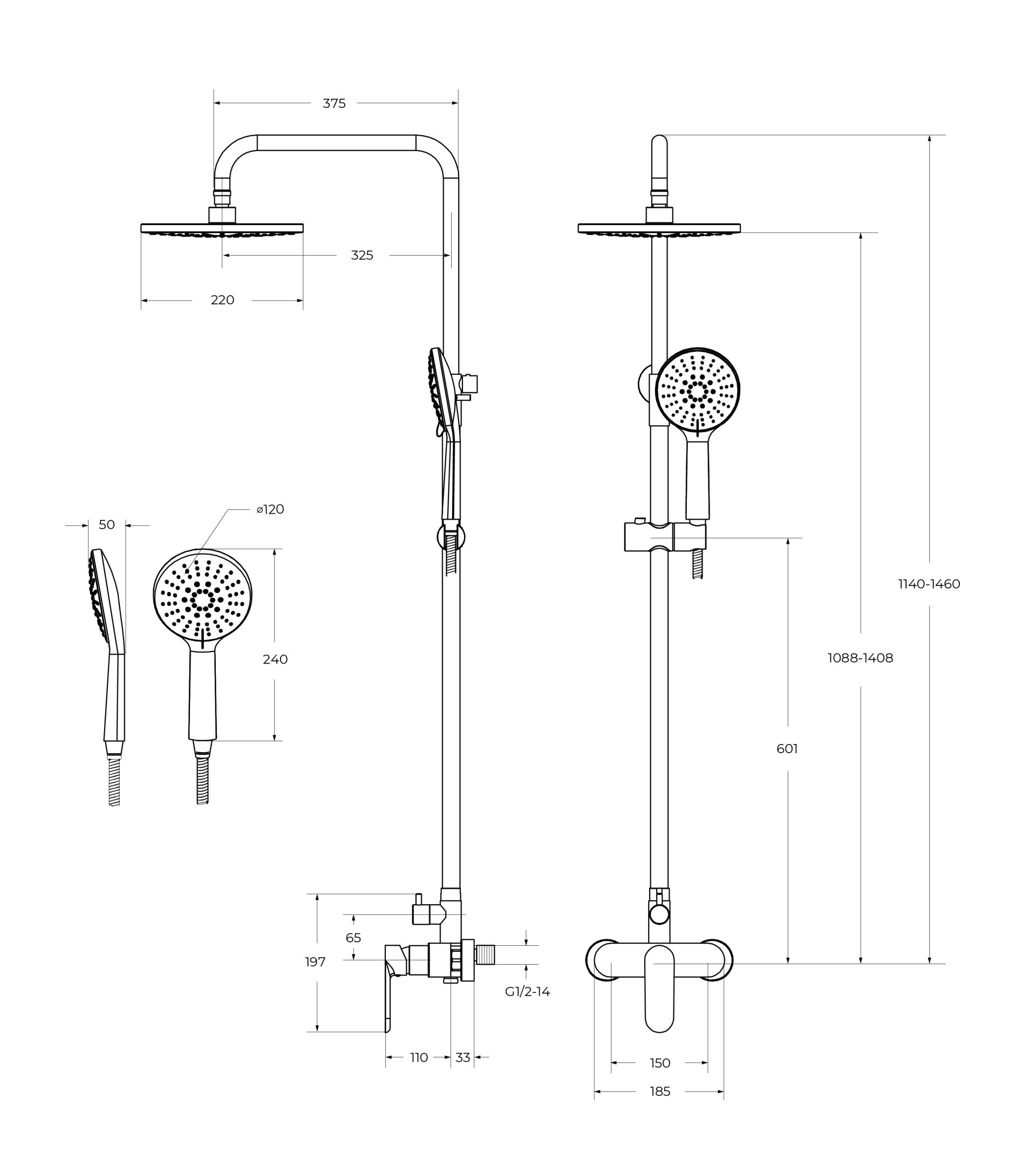 Душевая система Cezares Stylus STYLUS-CD-IN сатин