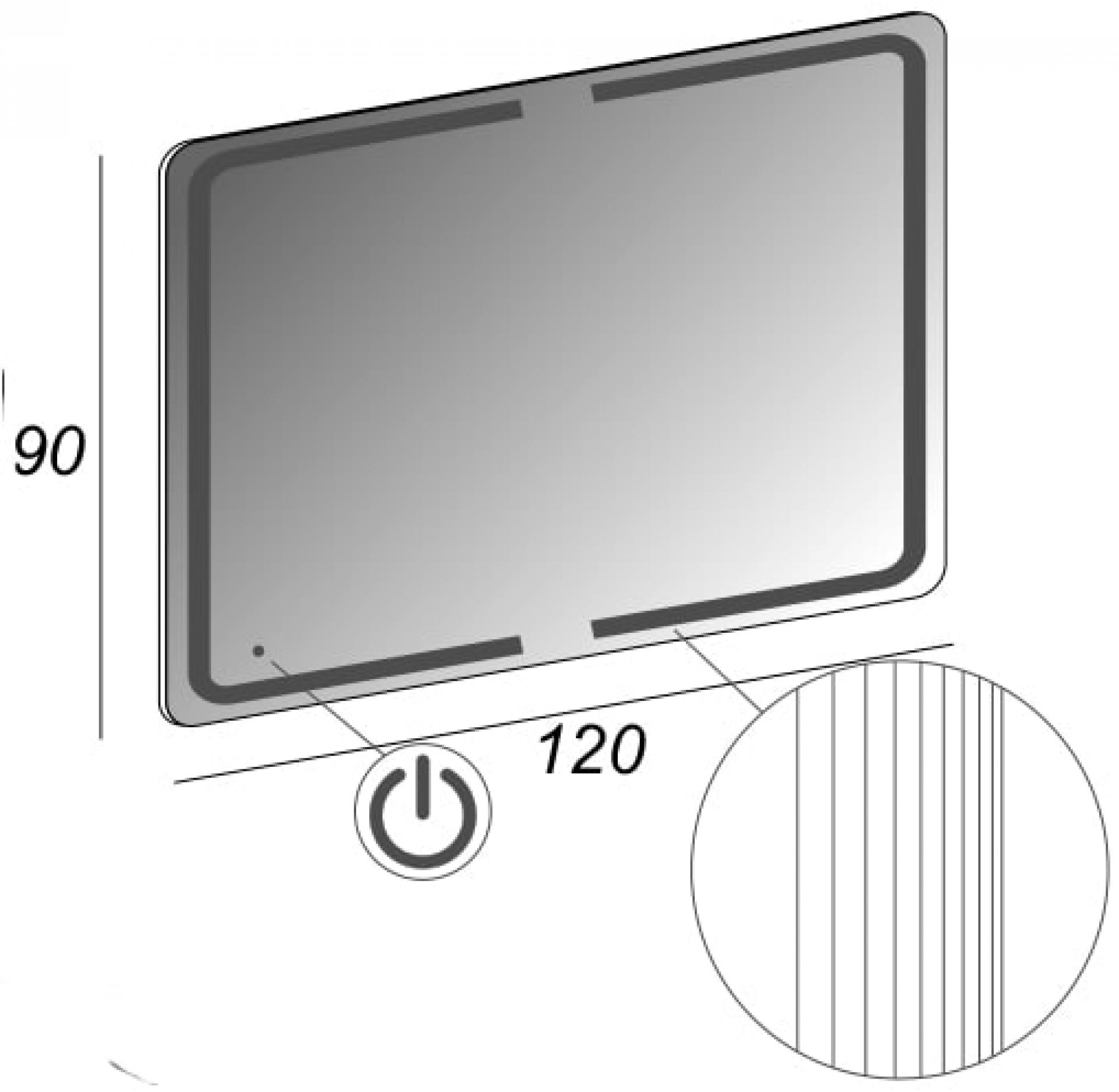 Зеркало Cezares 40312 c LED-подсветкой touch system 90х120