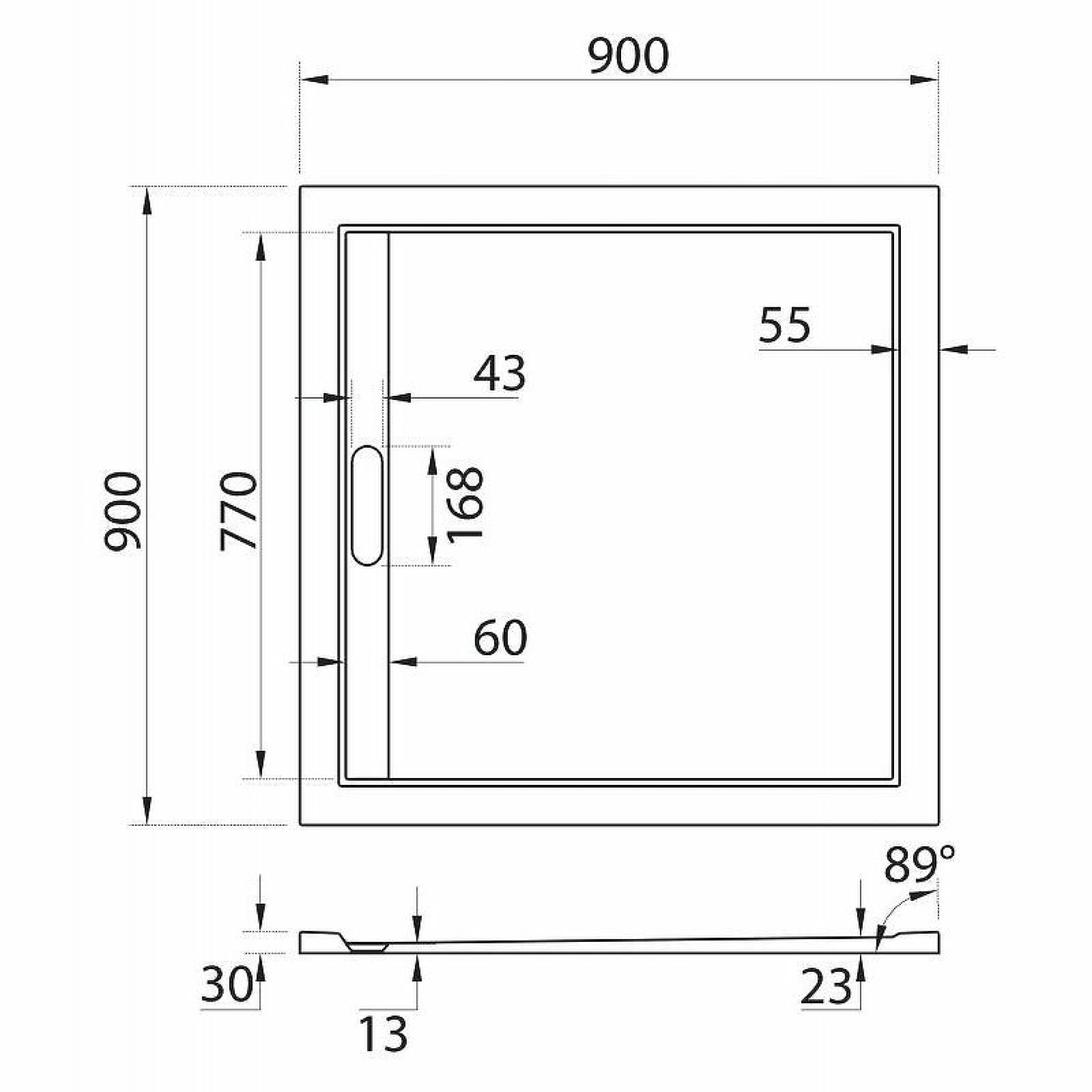 Поддон для душа Cezares Tray AS 90x90 TRAY-AS-A-90-30-NERO, черный матовый