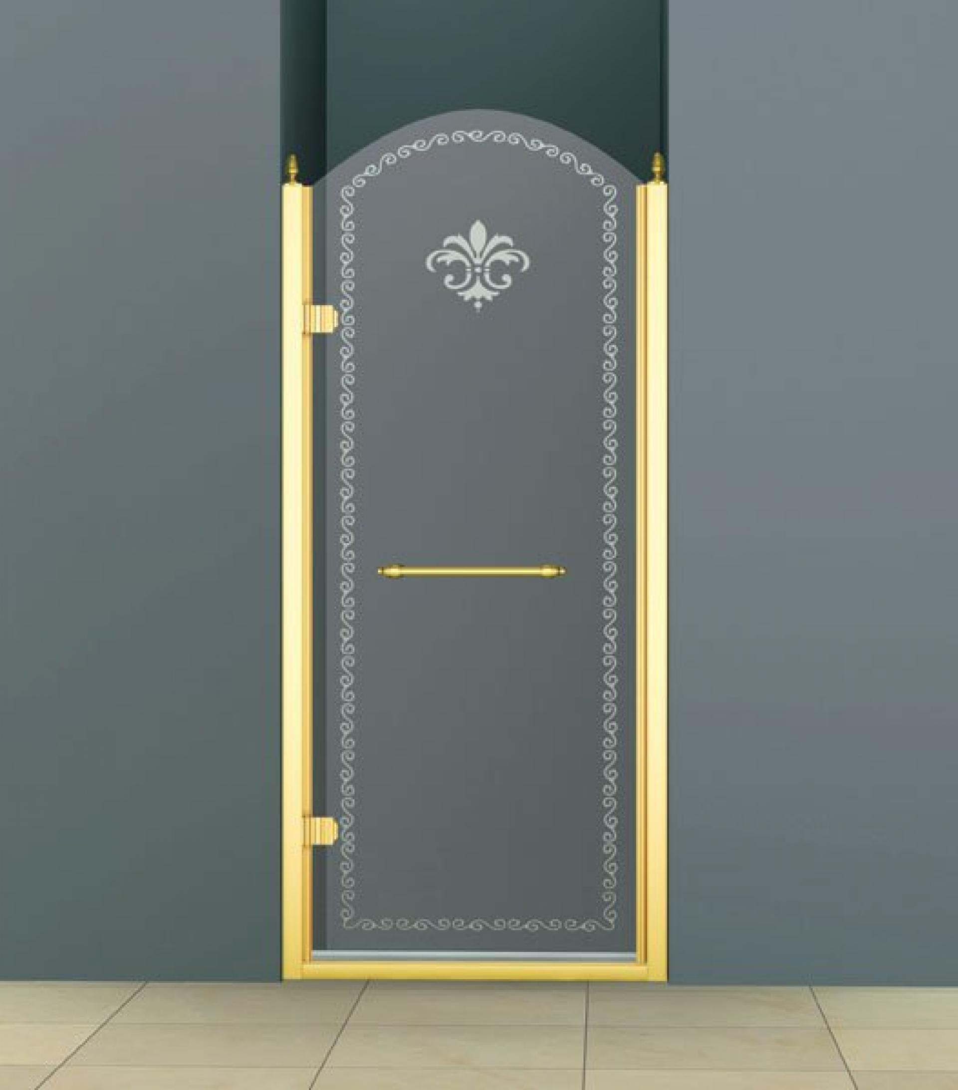 Душевая дверь в нишу Cezares RETRO-A-B-1-90-CP-G-L прозрачное с матовым принтом