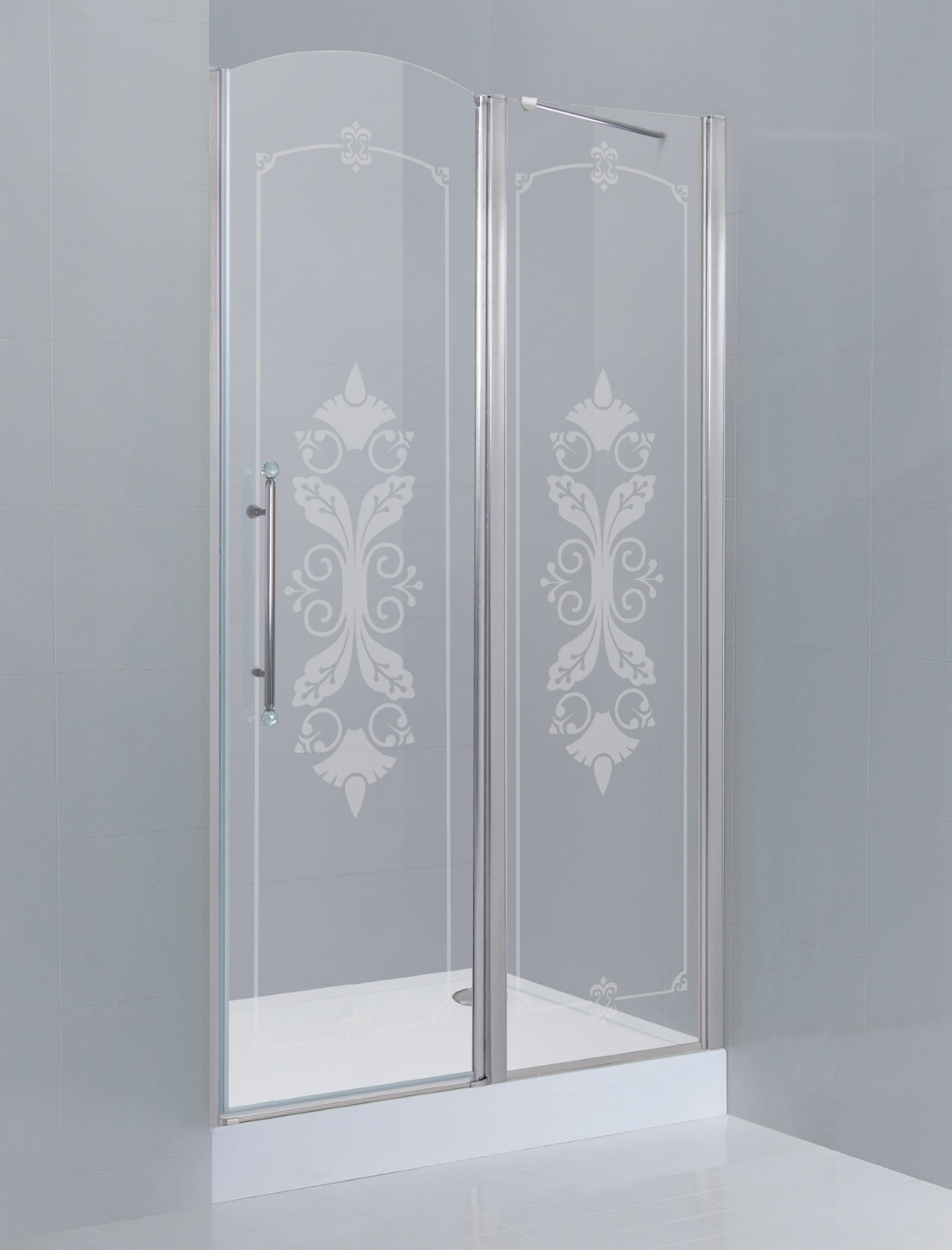 Дверь для душевого уголка Cezares Giubileo 60/40 R стекло с узором хром