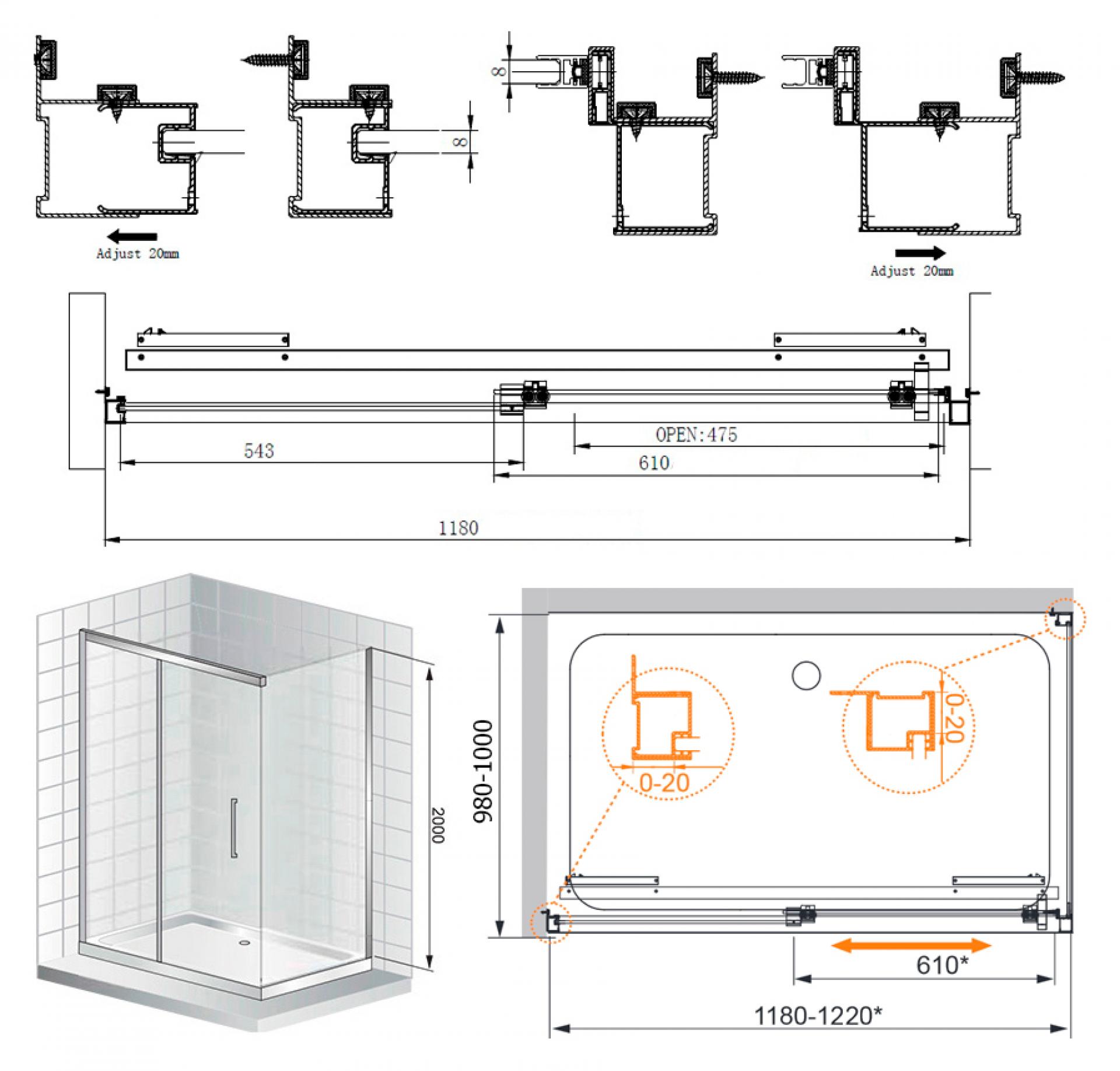 Душевой уголок Cezares Lux soft W AH1 120/100 C Cr IV