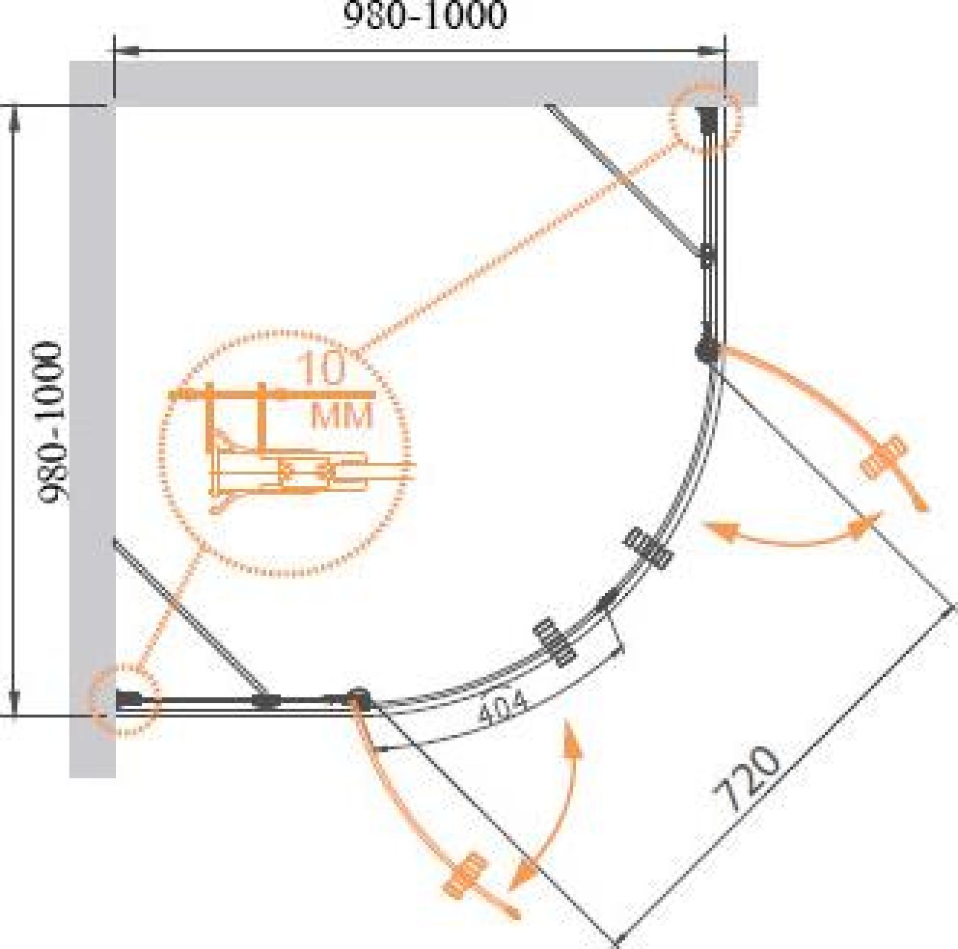 Душевой уголок Cezares ROYAL PALACE-A-R-2-100-C-Br стекло прозрачное