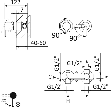 Смеситель для душа Cezares Leaf LEAF-VDIM3-L-01 хром