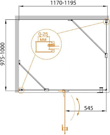 Душевой уголок Cezares CRYSTAL-S-AH-1-120/100-C-Cr-L