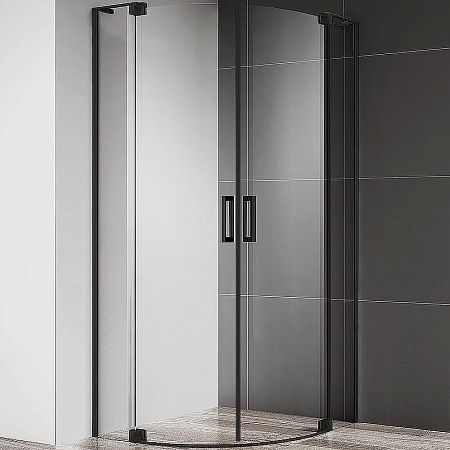 Душевой уголок Cezares Slider 80х80 SLIDER-R-2-80/90-C-NERO профиль черный, стекло прозрачное