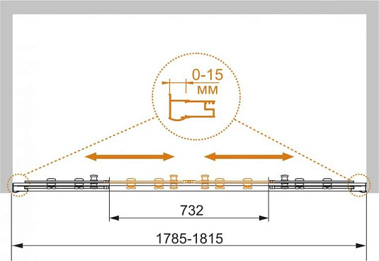Душевая дверь в нишу Cezares PRATICO-BF-2-180-P-Cr стекло punto