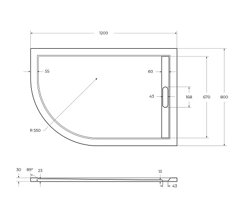 Душевой поддон Cezares 120х80 TRAY-AS-RH-120/80-30-W-R белый