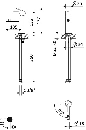 Смеситель для биде Cezares Leaf LEAF-BSM-L-01-W0 хром