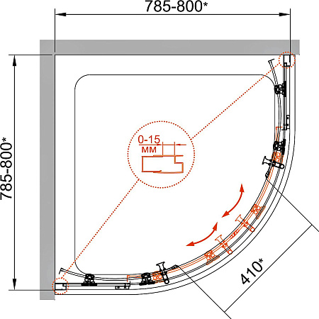 Душевой уголок Cezares Eco ECO-O-R-2-80-P-Cr стекло punto