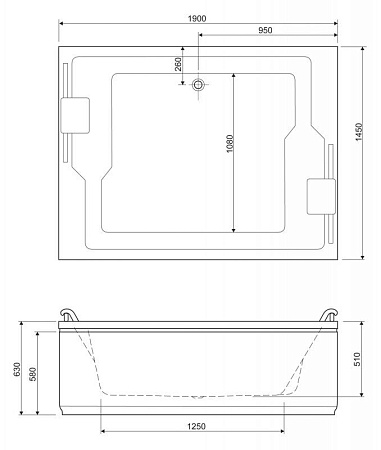 Акриловая ванна 190х145 Cezares Plane Duo PLANE_DUO-190-145-51-W37