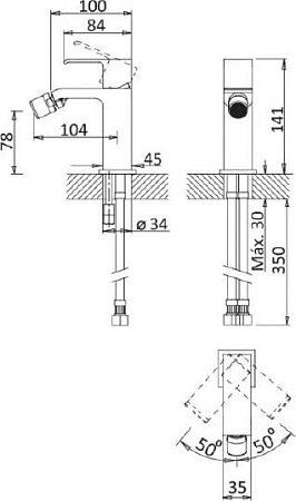Смеситель для биде Cezares PORTA-BS1-BIO, белый