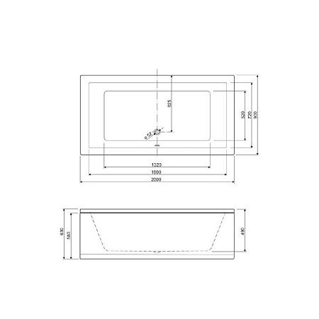 Акриловая ванна 200x90 Cezares Plane PLANE-200-90-49-W37