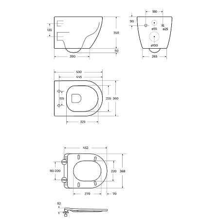 Унитаз Cezares Stream CZR-2426-TH-TOR/SC белый