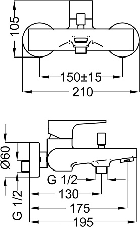 Смеситель Cezares Stella STELLA-VM-01-Cr для ванны с душем